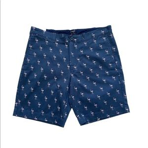 NWT J.Crew Factory Mens Navy/Pink Flamingo Flex Chino Gramercy Shorts Sz 33